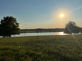 Rolling green farmland at golden hour in Chickasaw County